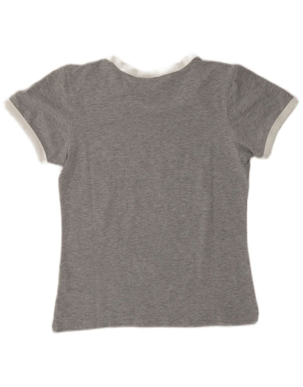Puma Mujer Crop Graphic Camiseta Top UK 10 Pequeño Gris Moteado