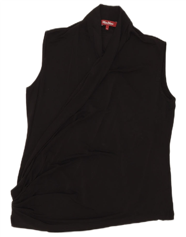 Max Mara Blusa sin mangas para mujer UK 20 2XL Viscosa negra