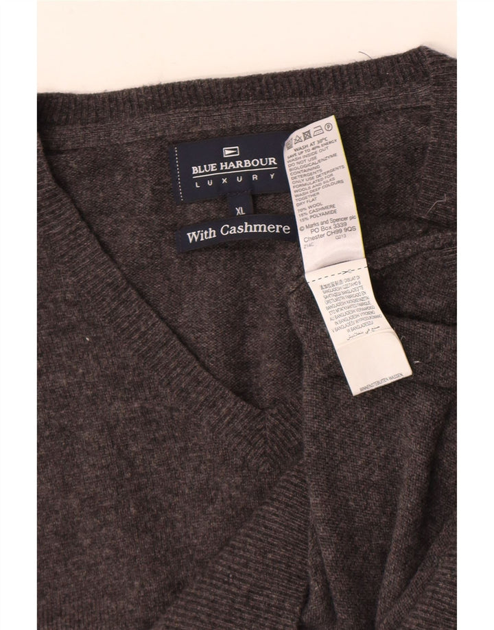 Marks & Spencer - Jersey para hombre con cuello en V, color azul, talla XL, lana gris