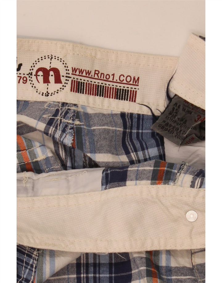 Pantalones cortos cargo vintage para hombre W34 Large Blue Check