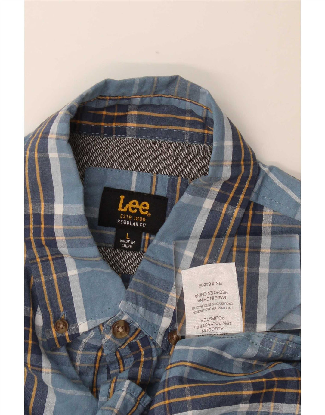 Camisa Lee De Manga Corta Y Corte Regular Para Hombre De Algodón A Cuadros Azul Marino Grande
