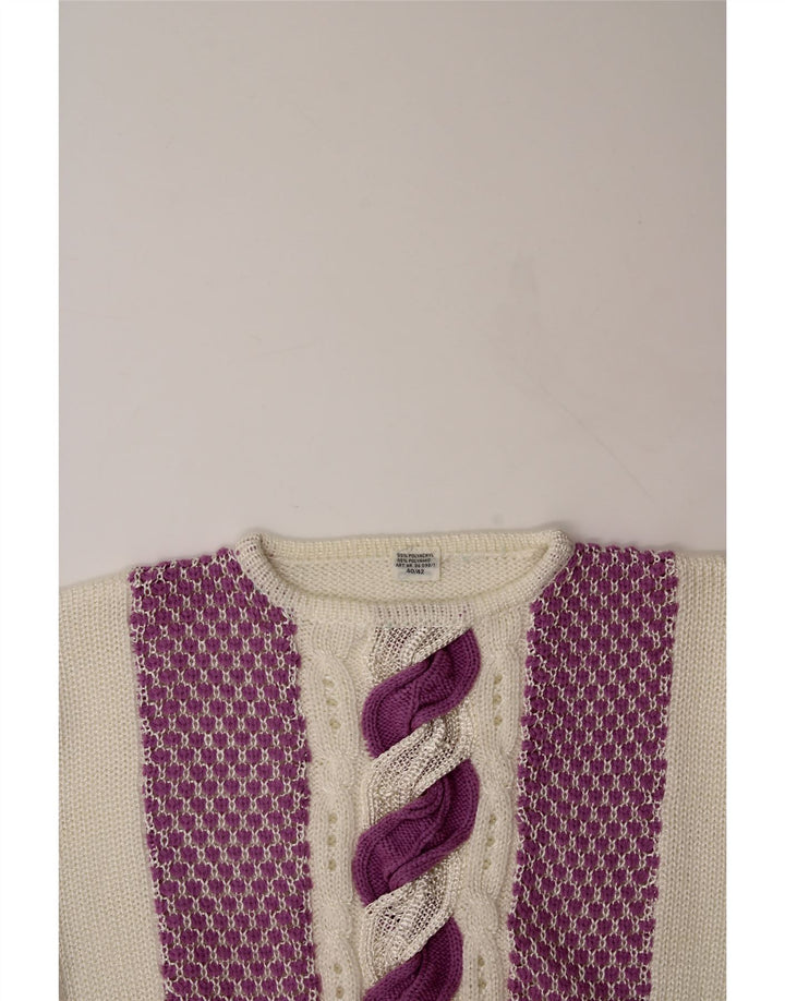 VINTAGE Womens Boat Neck Jumper Sweater EU 40/42 Medium Off White Vintage Vintage and Second-Hand Vintage from Messina Hembry 