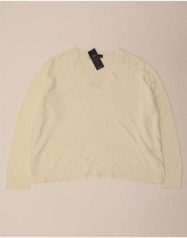 Marks & Spencer Suéter con Cuello en V para Mujer UK 20 2XL Acrílico Blanco Roto