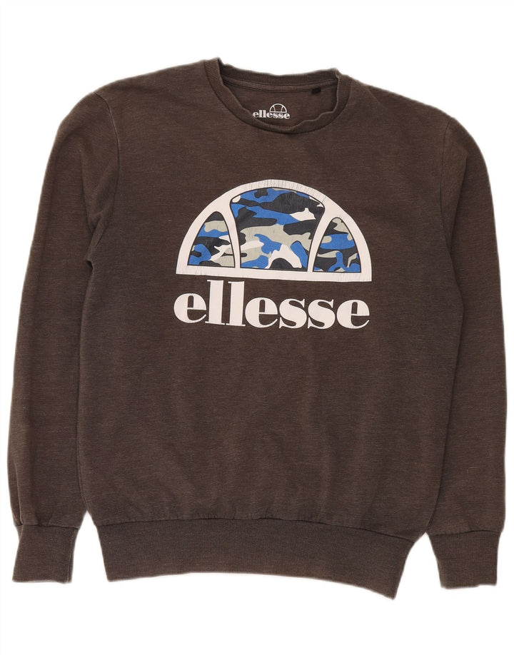 Ellesse Hombre Sudadera Gráfica Jersey De Algodón Gris Medio