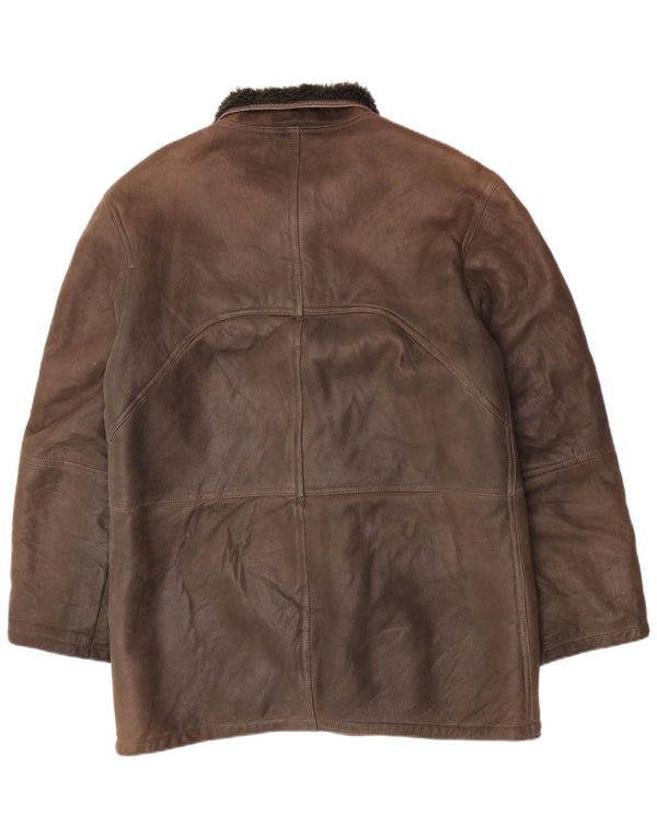 Vintage hombres shearling chaqueta Reino Unido 40 marrón grande