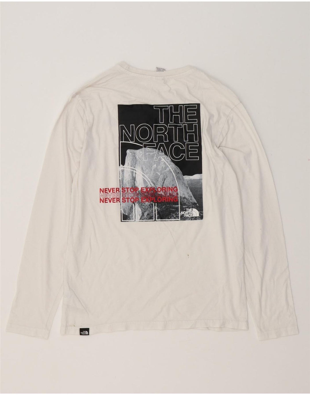 THE NORTH FACE Top gráfico para hombre de manga larga de algodón blanco medio