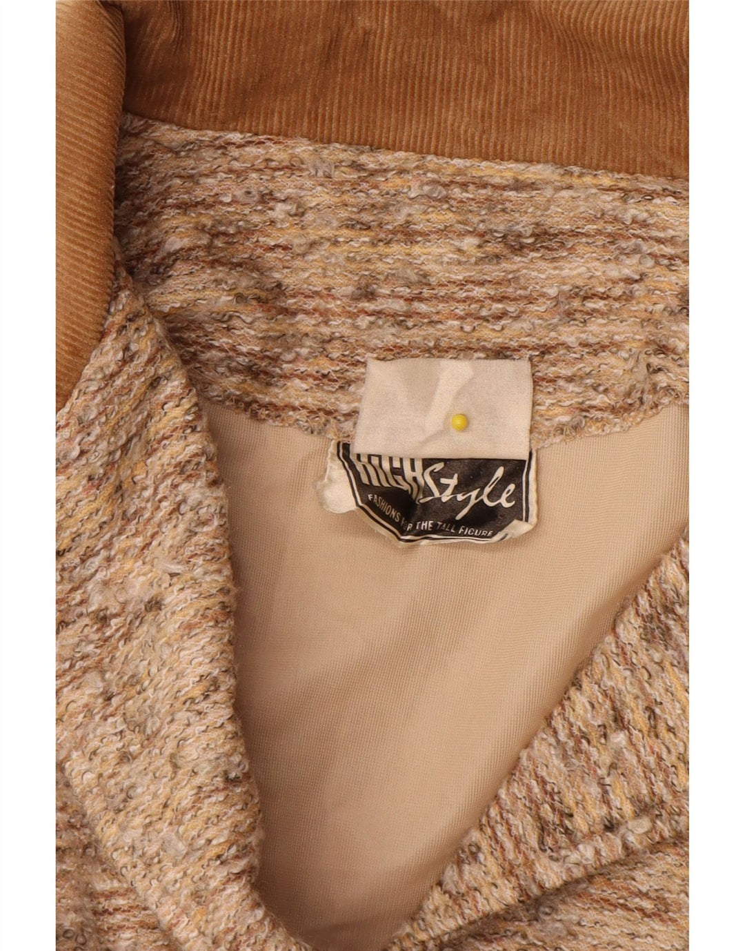 Vintage mujer 4 botones Blazer chaqueta Reino Unido 14 grande beige moteado