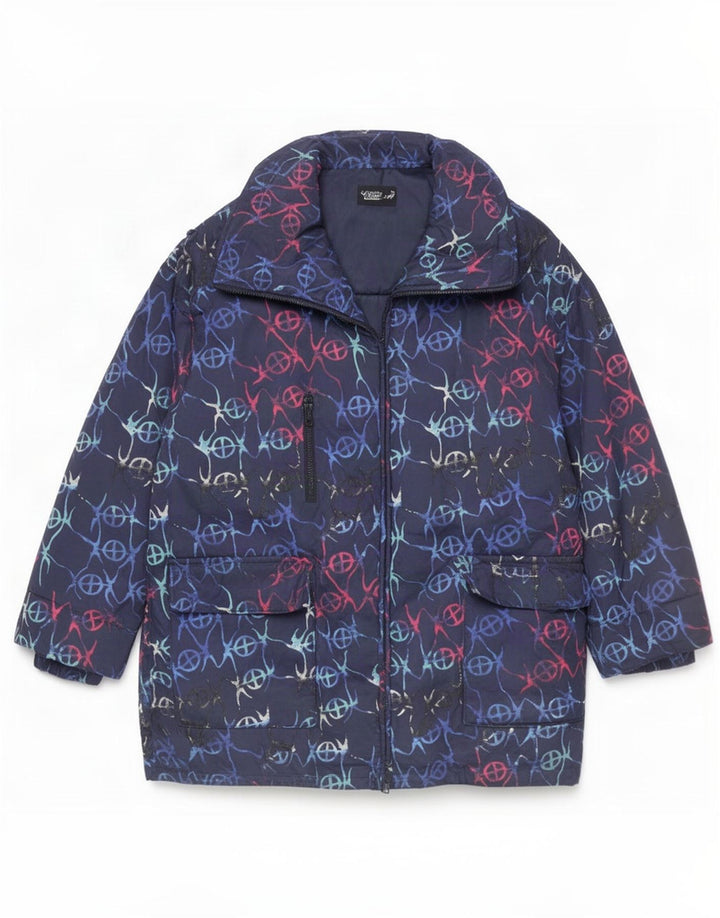 FUCHS & SCHMITT Chaqueta acolchada con capucha para mujer UK 46 Grande Azul marino Geométrico