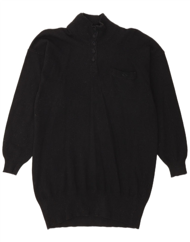 Jaeger Suéter tipo jersey con cuello y botones para mujer EU 38 Medium Black Lambswool