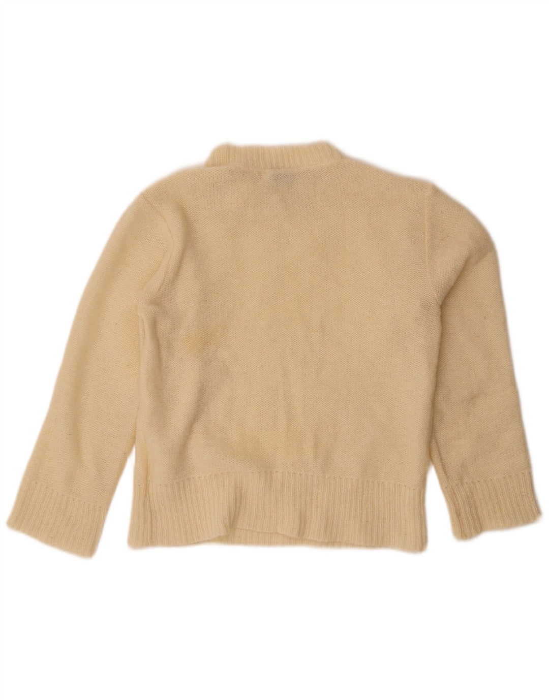 Vintage mujer cuello tortuga jersey suéter Reino Unido 14 medio blanco apagado