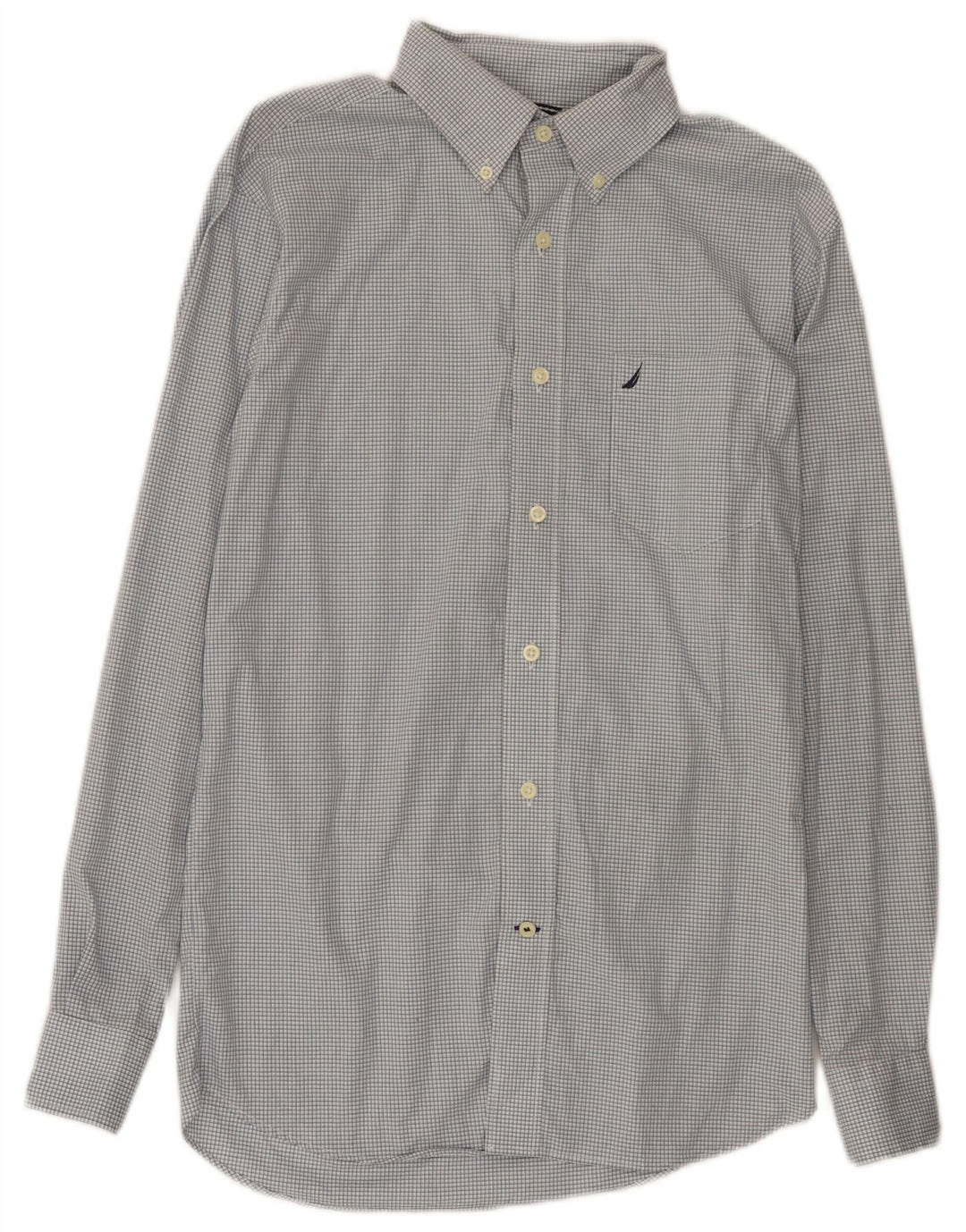 Camisa Nautica Hombre Algodón Vichy Azul Medio