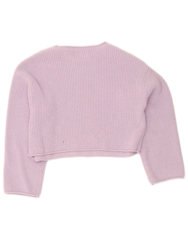 Zara Jersey Niña Crop Cuello Barco 13-14 Años Morado Poliéster