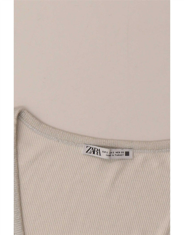 Zara Mujer Chaleco Top UK 8 Small Plata