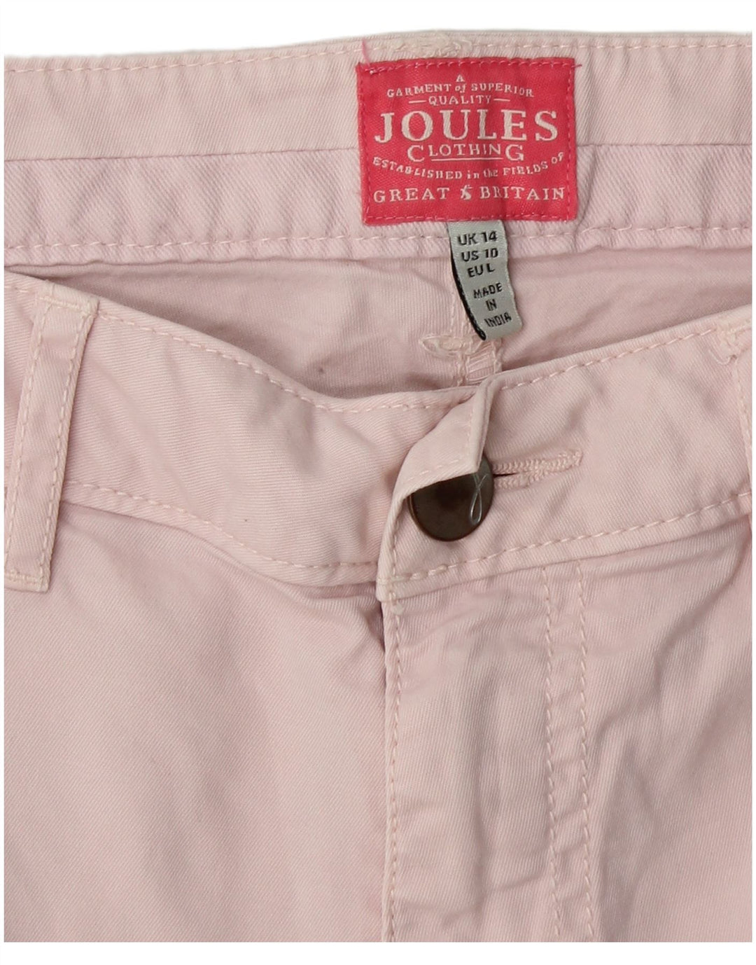 JOULES Pantalones chinos cónicos para mujer UK 14 Large W32 L25 Algodón rosa