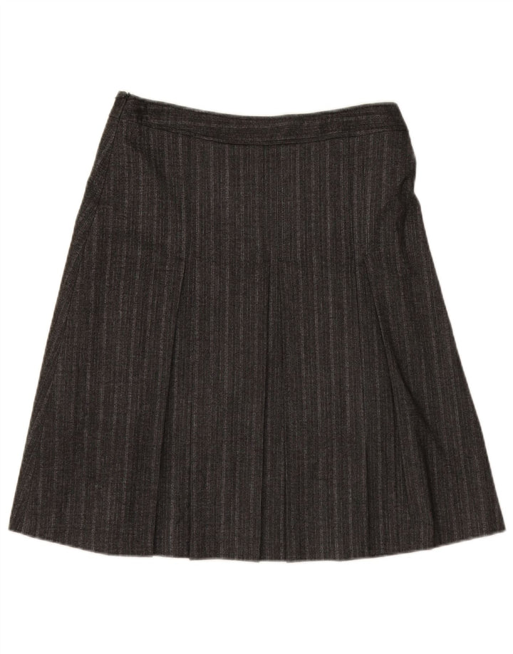 BERNARDI Womens A-Line Skirt IT 42 Medium W30  Grey Striped Viscose