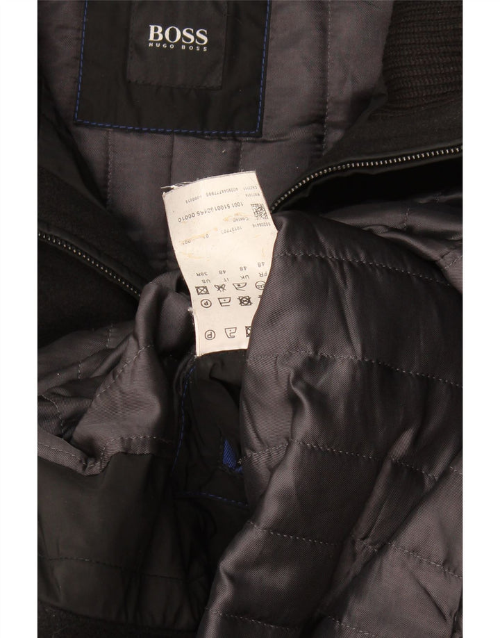 Abrigo Hugo Boss para hombre EU 48 Lana negra mediana