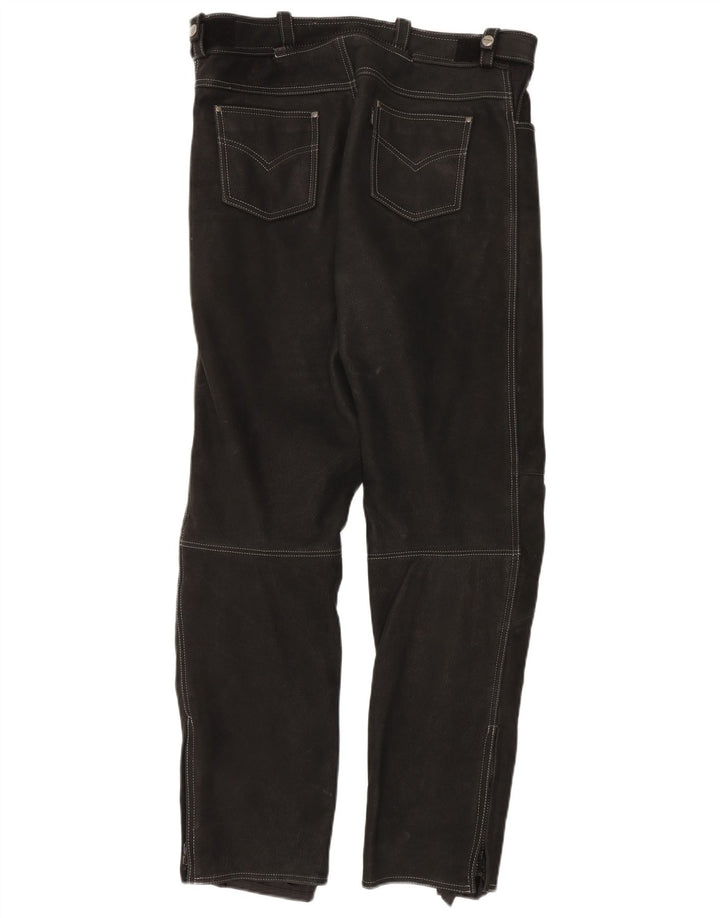 POLO Pantalones Moto Racer de Cuero para Hombre IT 54 XL W38 L33 Negro