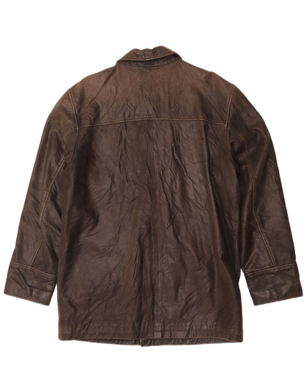 Celio Chaqueta de cuero para hombre UK 36 Small Brown