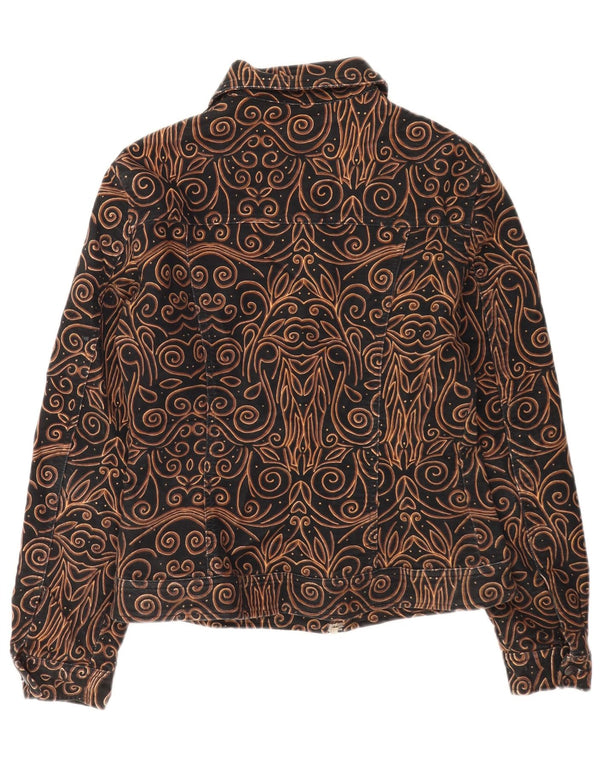 Vintage mujer chaqueta utilitaria Reino Unido 14 medio negro Paisley