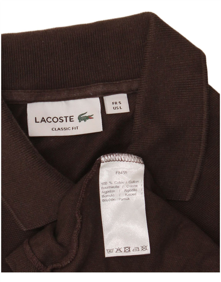 LACOSTE Polo de manga larga para hombre, ajuste clásico, talla 5, algodón marrón grande