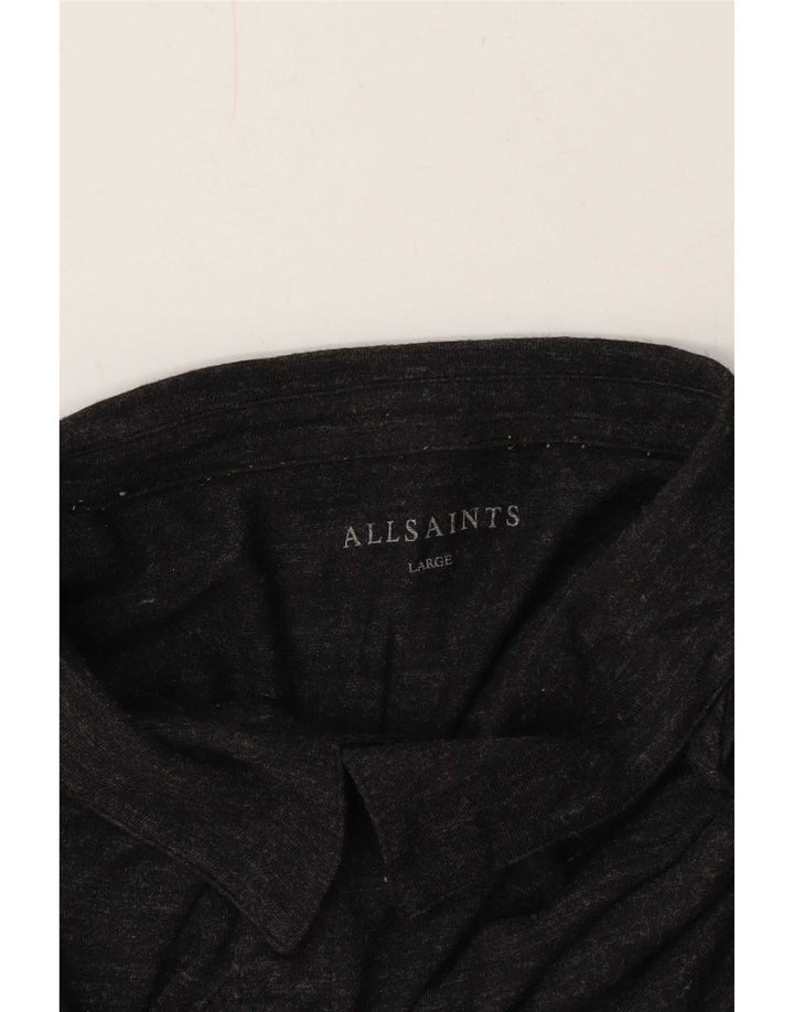 All Saints Polo para hombre grande gris moteado