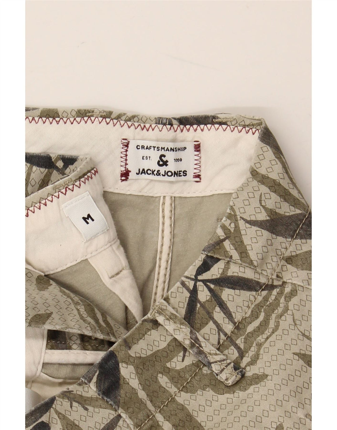JACK & JONES Pantalones cortos chinos de corte regular para hombre Medium W32 Khaki Floral Cotton