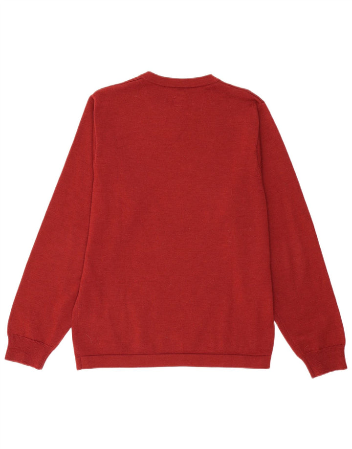 ADIDAS Jersey con cuello en V para hombre pequeño de lana burdeos