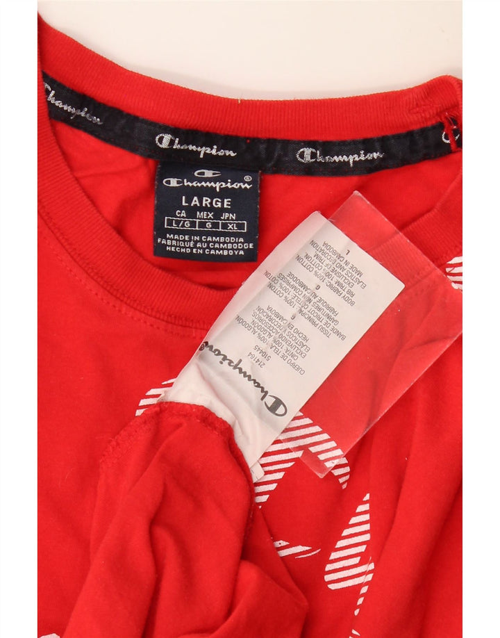 CHAMPION Camiseta gráfica para hombre Top grande de algodón rojo