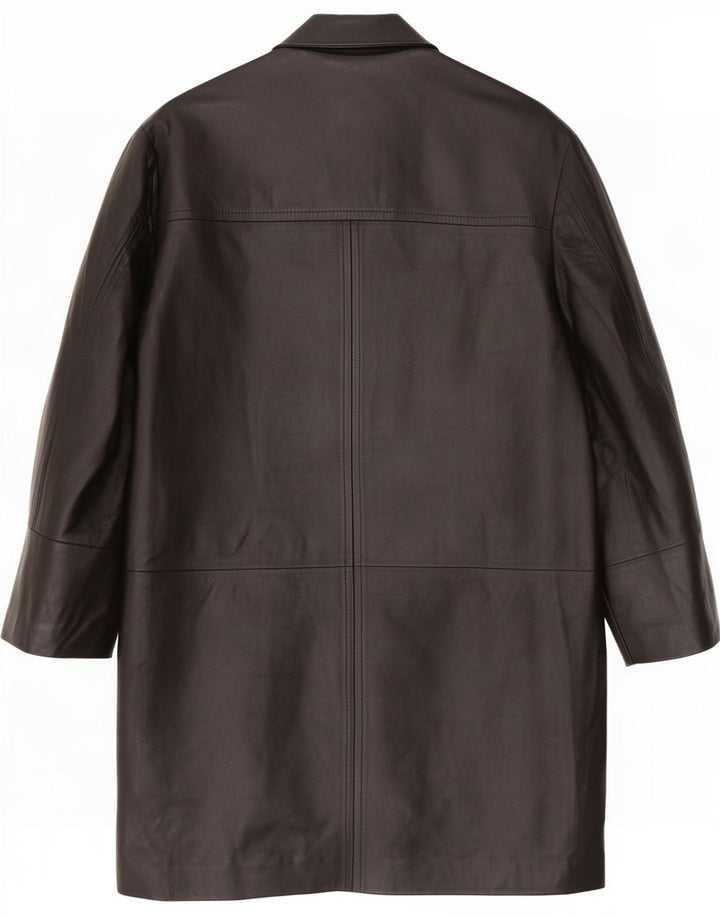 Abrigo de cuero vintage para hombre IT 48 Medium Black