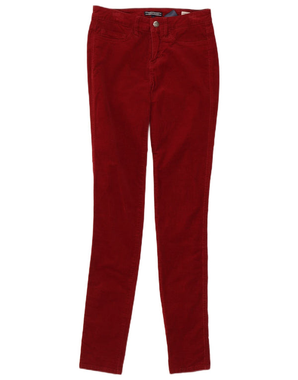 Tommy Hilfiger Pantalones de pana ajustados para mujer US 2 XS W26 L30 Borgoña