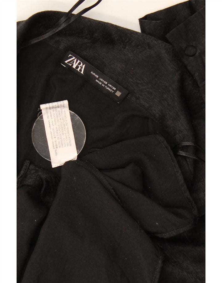 Zara Blusa tipo camisa corta extragrande para mujer UK 6 XS Poliéster negro