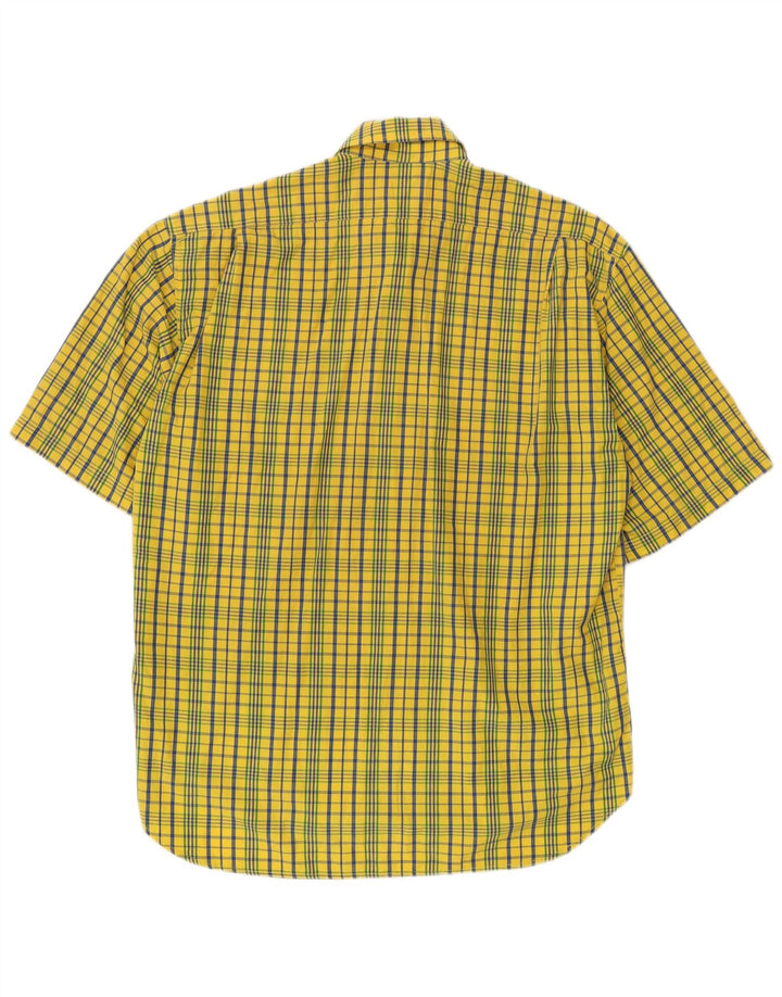 BELFE & BELFE Camisa de manga corta para hombre Talla 39 Algodón a cuadros amarillo mediano