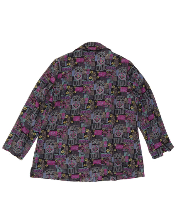 Vintage mujer camisa blusa Reino Unido 16 grande multicolor geométrico