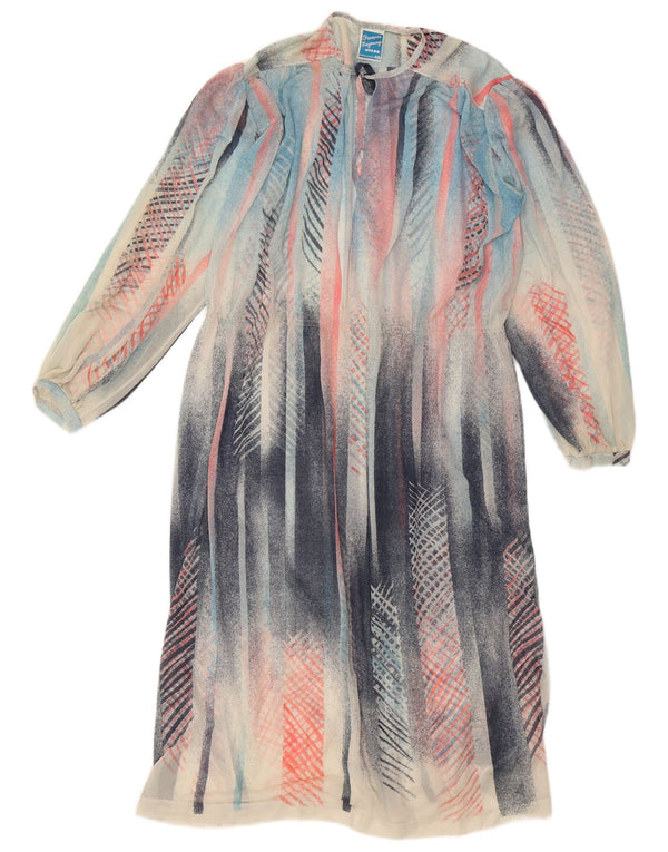 Vestido maxi vintage de manga larga para mujer IT 48 XL rayas multicolores
