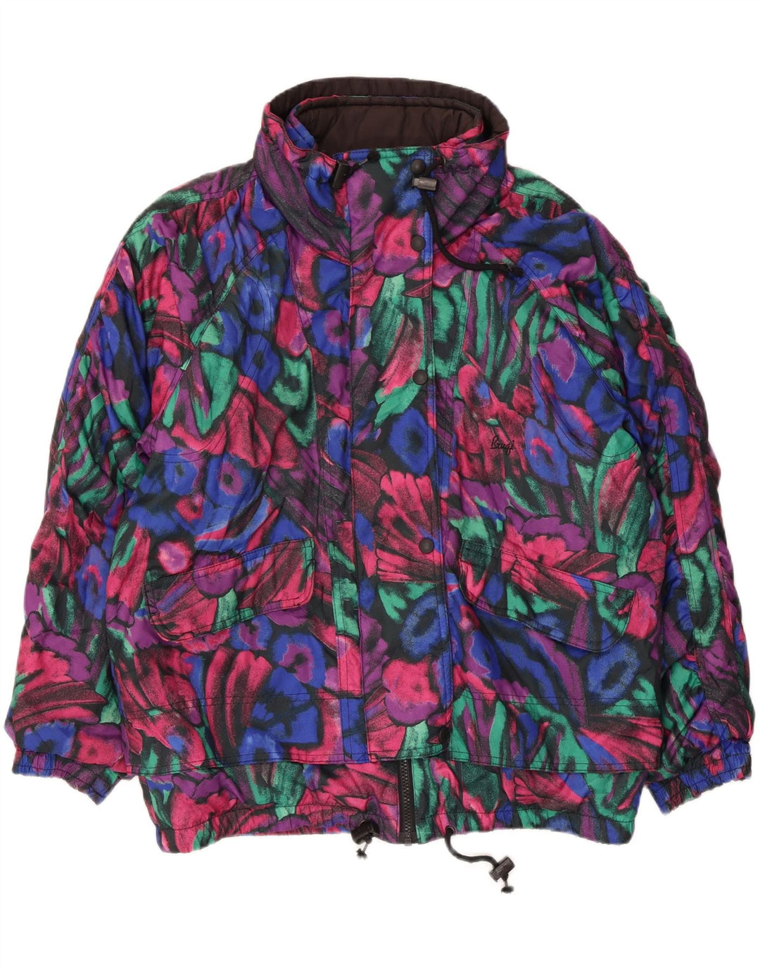 BRUGI Womens Abstract Pattern Windbreaker Jacket UK 32 2XS Multicoloured