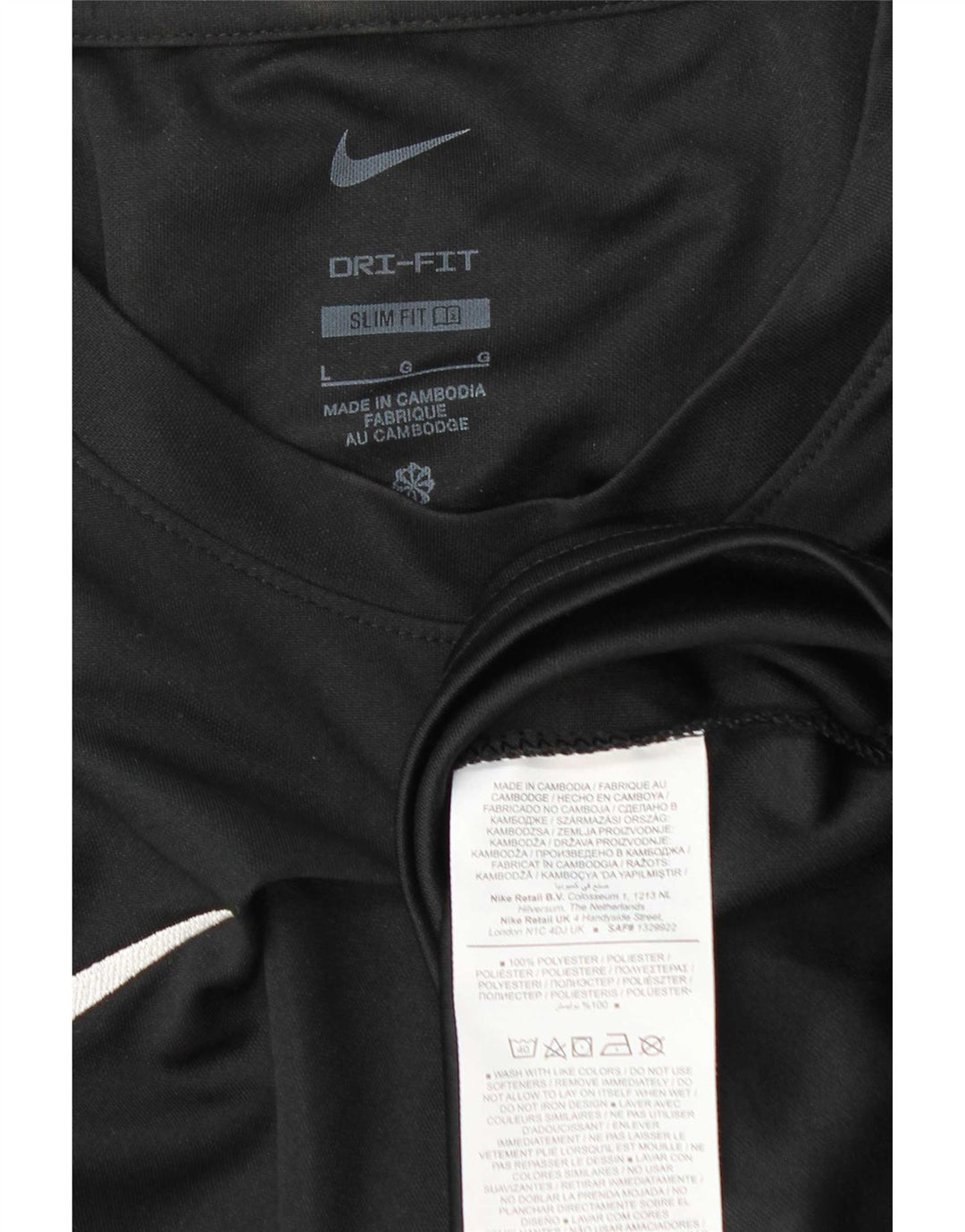 Nike Camiseta Dri Fit Slim Fit para hombre, talla grande, poliéster negro
