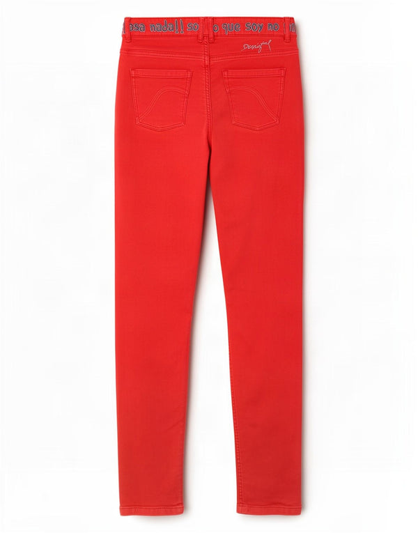 Pantalones Desigual Graphic Slim Casual W34 L30 Algodón Rojo