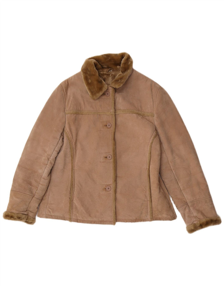 Avitano Chaqueta de piel de oveja extragrande para mujer EU 42 Large Beige