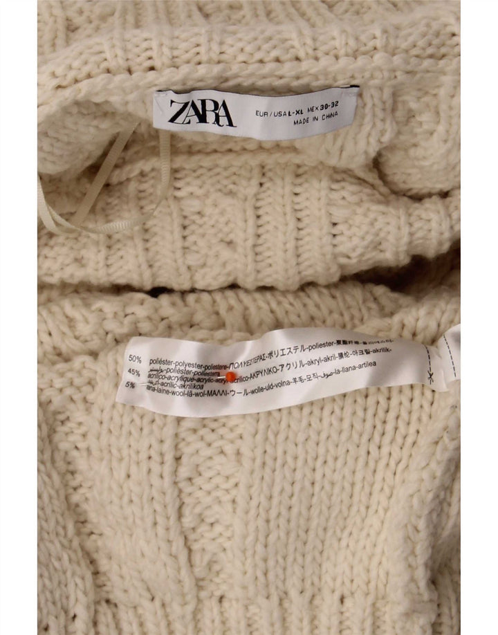 Zara Mujer Suéter De Cuello Alto De Gran Tamaño UK 46 Large Beige
