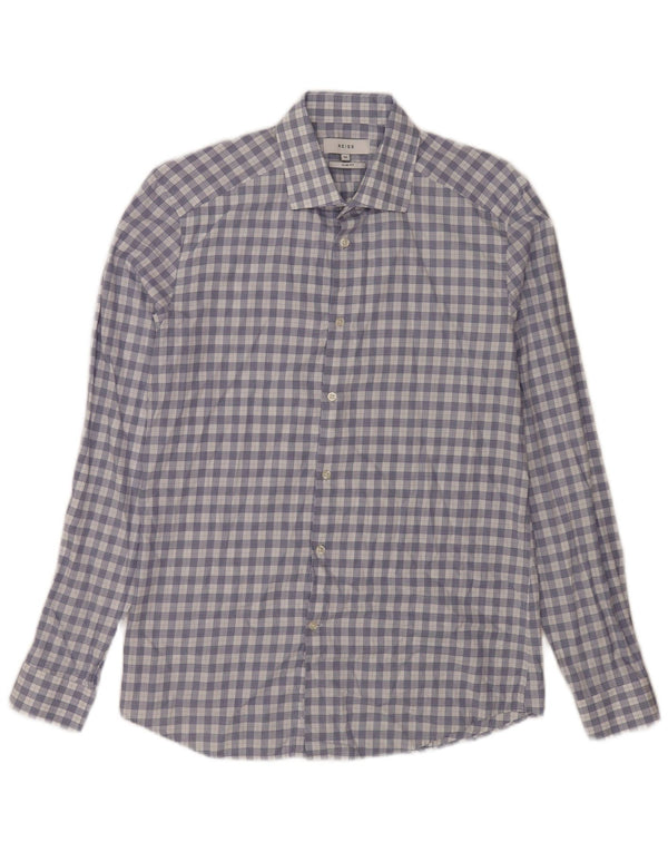 Camisa Reiss Hombre Slim Fit De Algodón A Cuadros Azul Medio