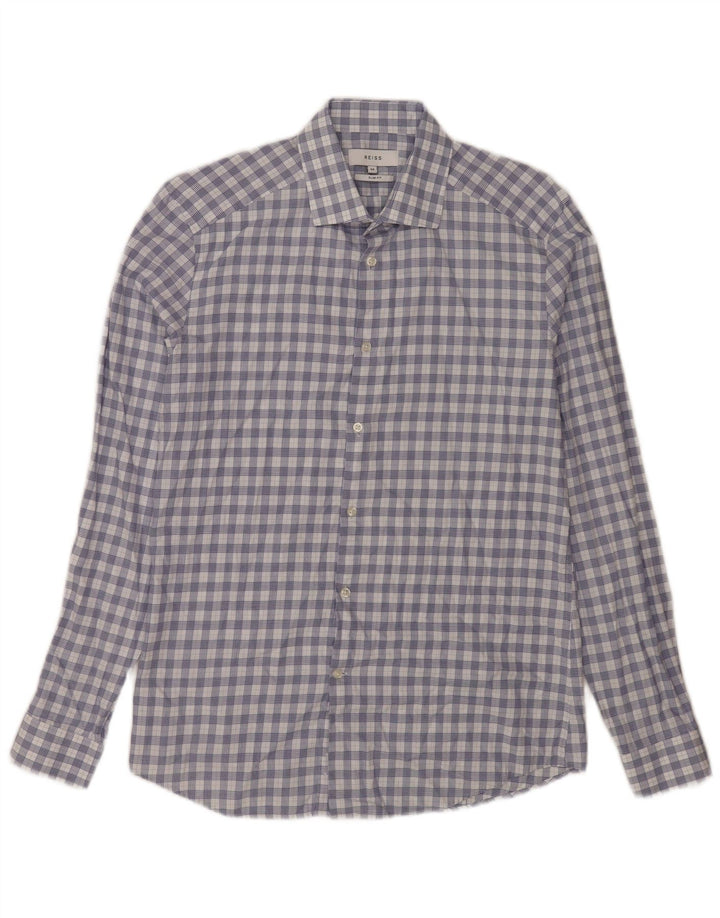 Camisa Reiss Hombre Slim Fit De Algodón A Cuadros Azul Medio
