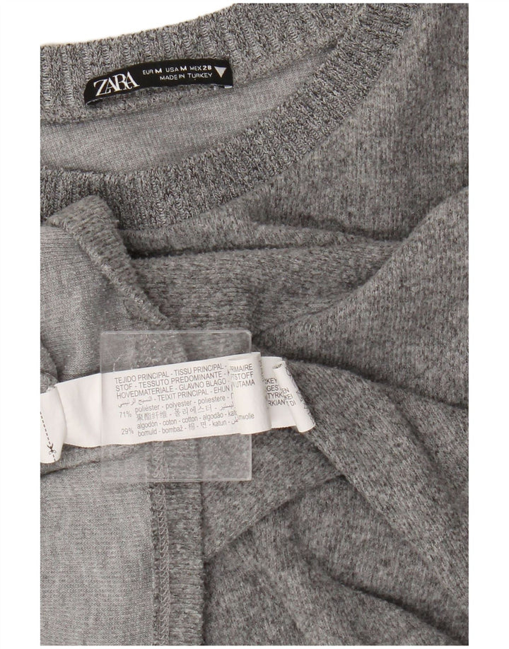Zara Jersey de cuello redondo para mujer UK 44 Poliéster gris medio
