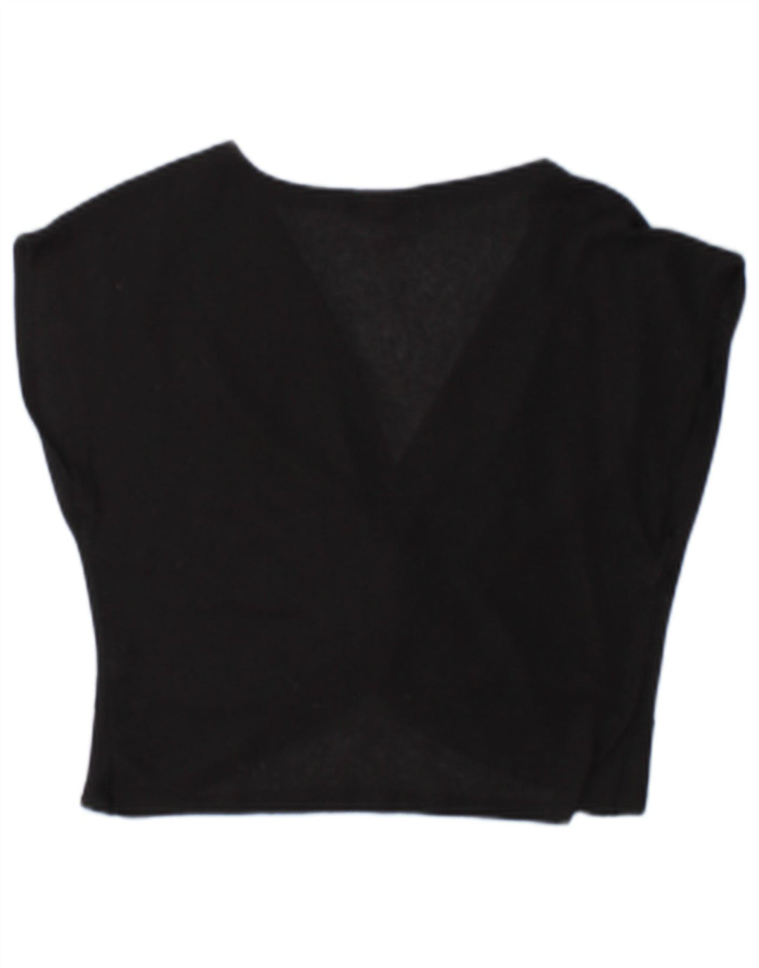 Zara Mujer Crop Blusa Top UK 10 Small Poliéster Negro