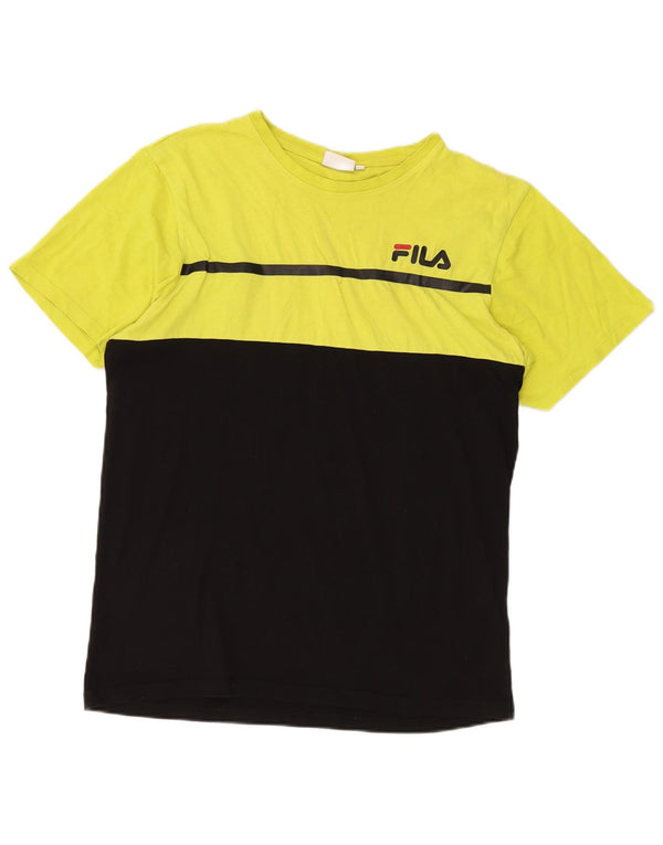FILA Camiseta gráfica para hombre Top XL Algodón color block negro