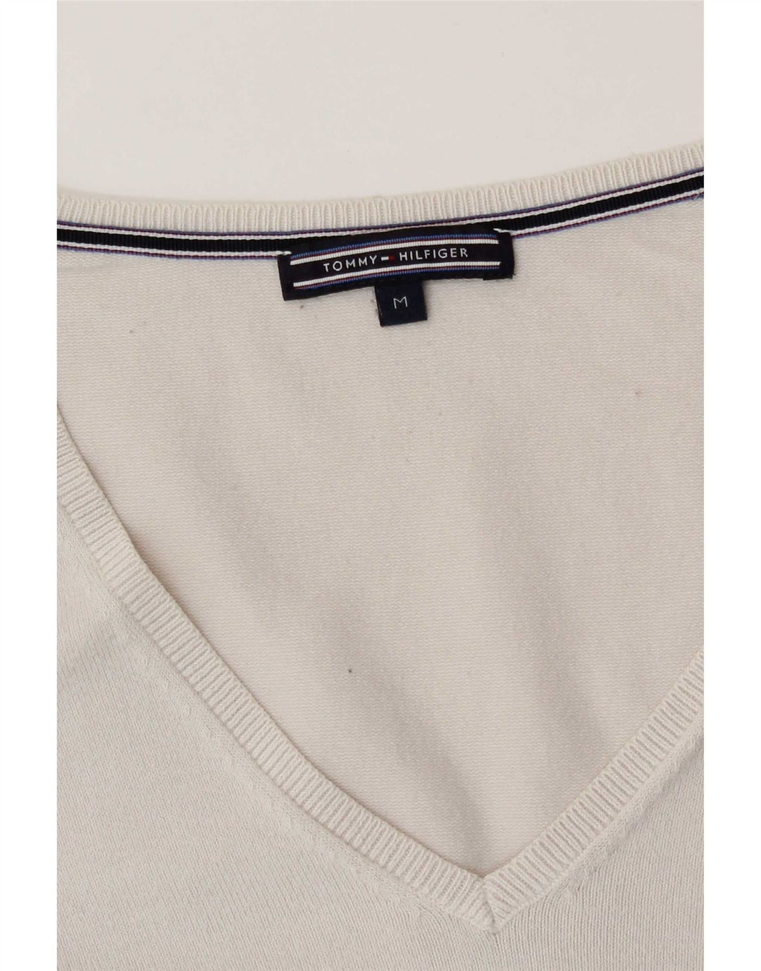 Tommy Hilfiger Suéter con cuello en V para mujer UK 14 Medium White