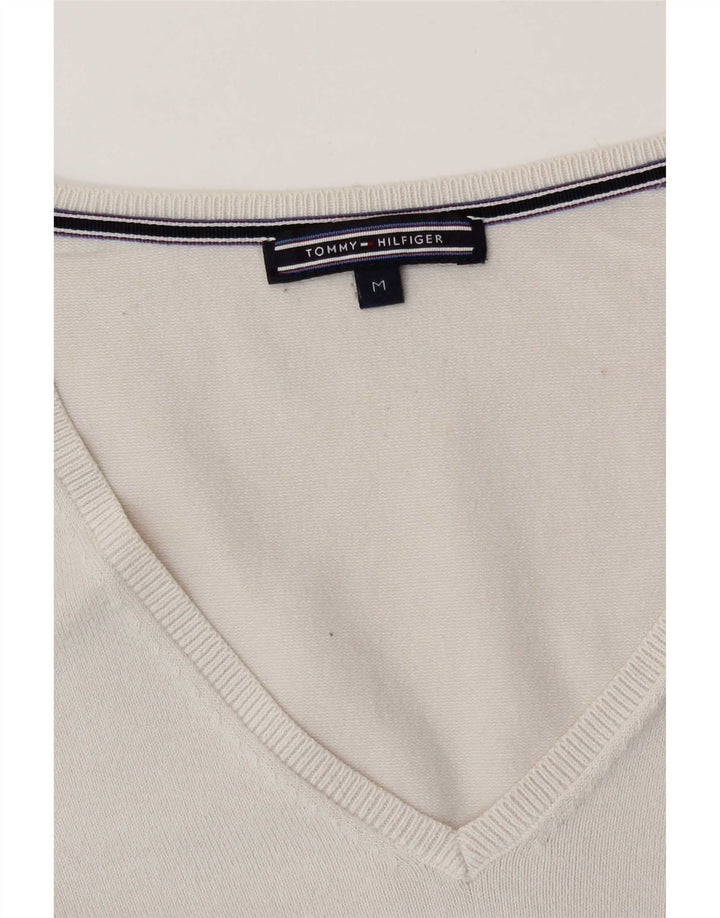 Tommy Hilfiger Suéter con cuello en V para mujer UK 14 Medium White