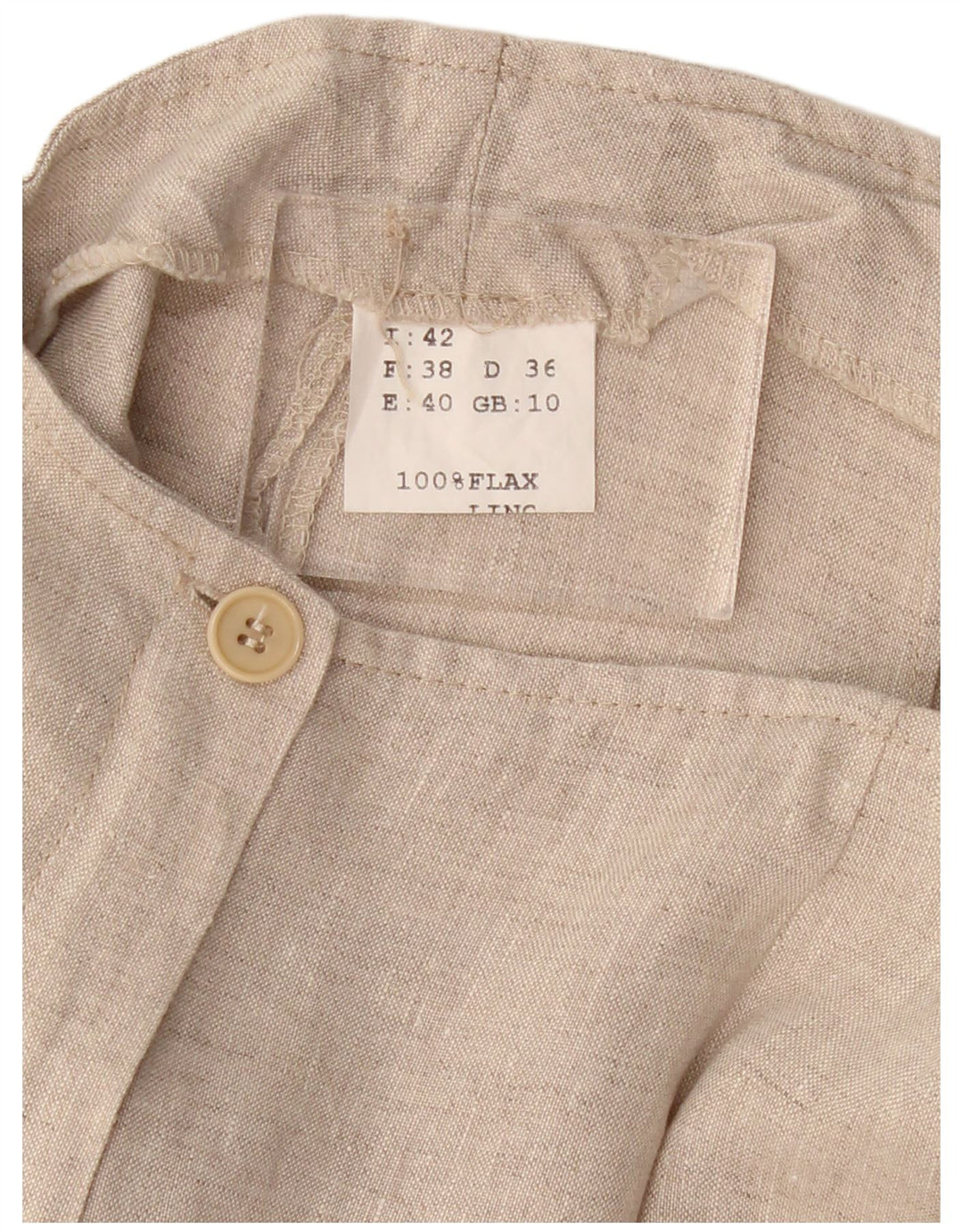 VINTAGE Pantalones Capri rectos para mujer Reino Unido 10 Pequeño W30 L21 Lino beige