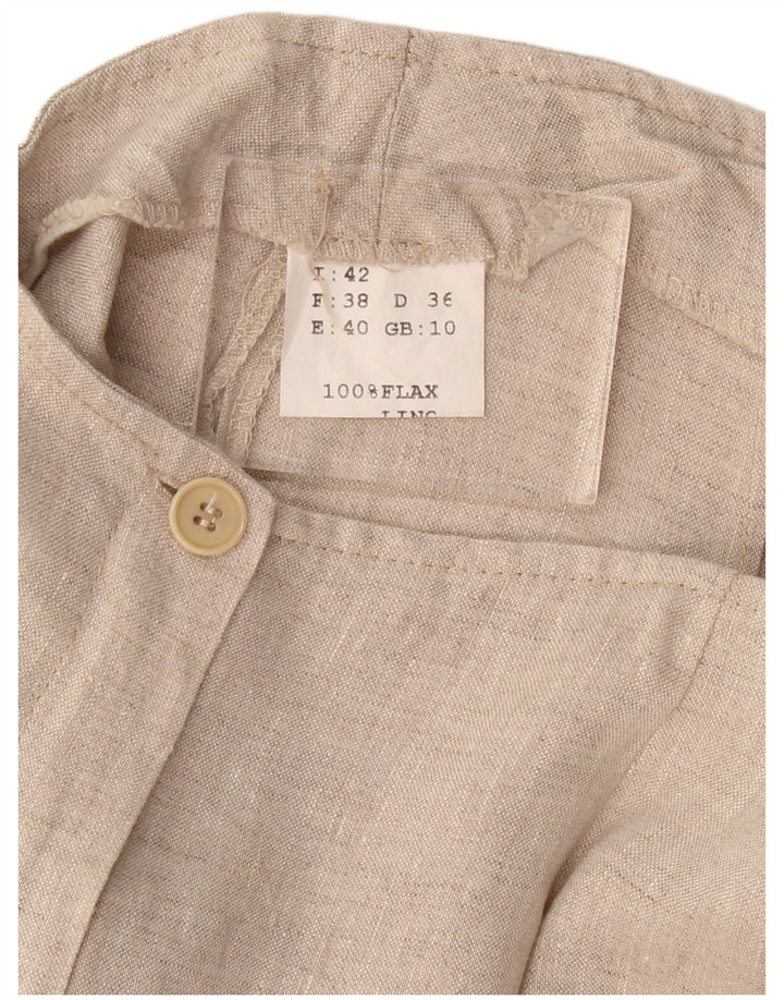 VINTAGE Pantalones Capri rectos para mujer Reino Unido 10 Pequeño W30 L21 Lino beige