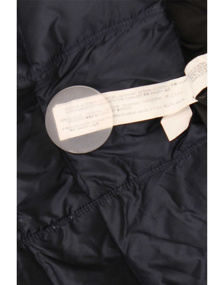 Zara Mujer Abrigo Acolchado Con Capucha UK 10 Small Poliéster Azul Marino