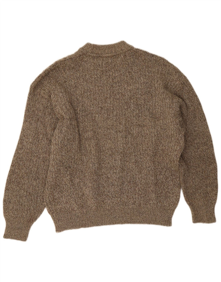 Cacharel Jersey De Cuello Redondo Para Hombre Suéter Grande Beige Fair Isle